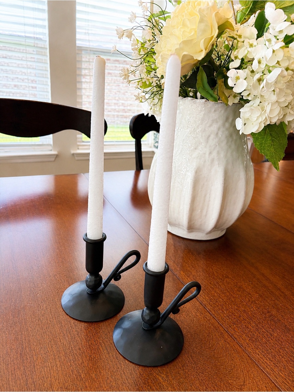 Magnolia Black Metal Taper Candle Holders Set 2 Farmhouse 5”